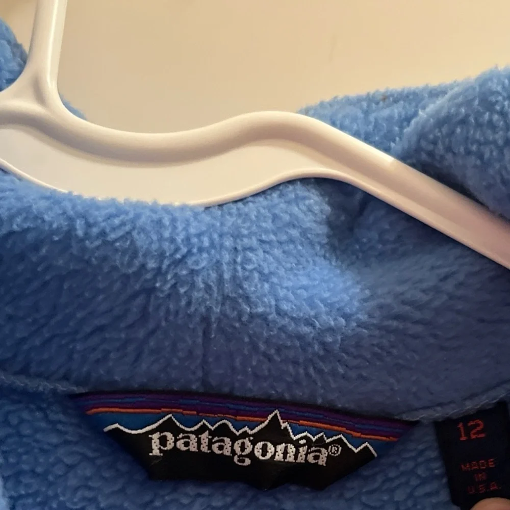 Vintage 90s Patagonia Fleece Jacket Kids Size 12 Blue Made in USA